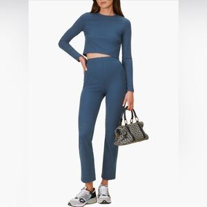 REFORMATION JEANS Rib crop top and high waist pants SET